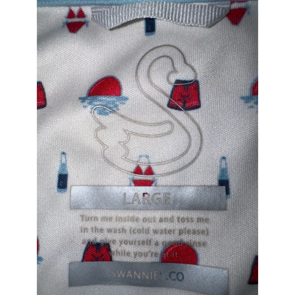 Swannies Co Mens Large Short Sleeve Polo Shirt White Beach All Over Print Golf - Picture 4 of 5